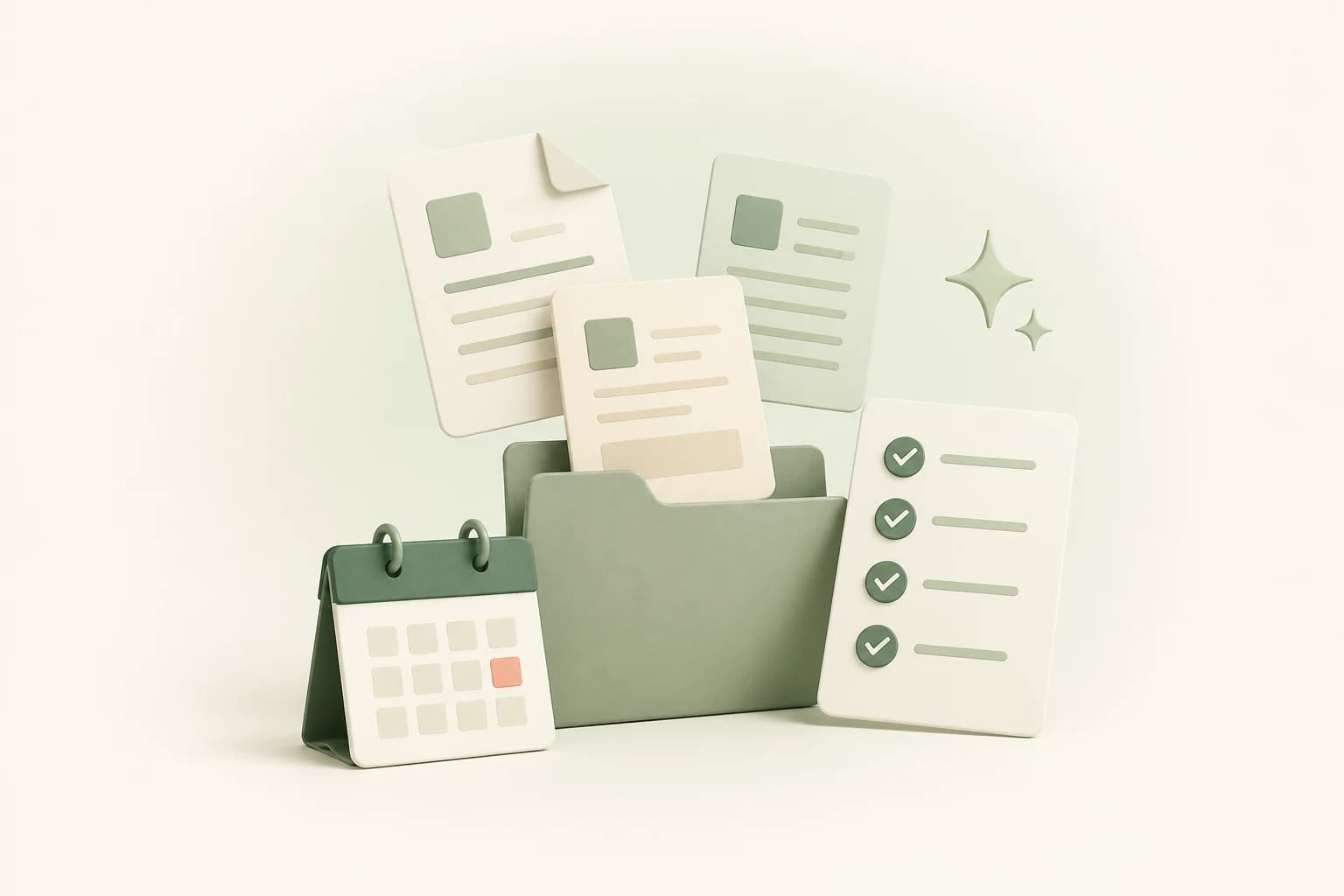 Documentos, calendario y lista de tareas organizados con ayuda de inteligencia artificial